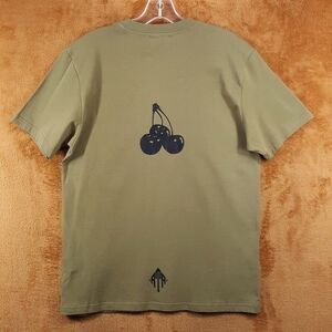 RTA Mens Shirt Small Green Pullover Crew Short Sleeve Cherry Graphic Logo $120